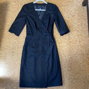 J.Crew Wool Lined Fit and Flare Wrap Style work dress 3/4 sleeves size 2